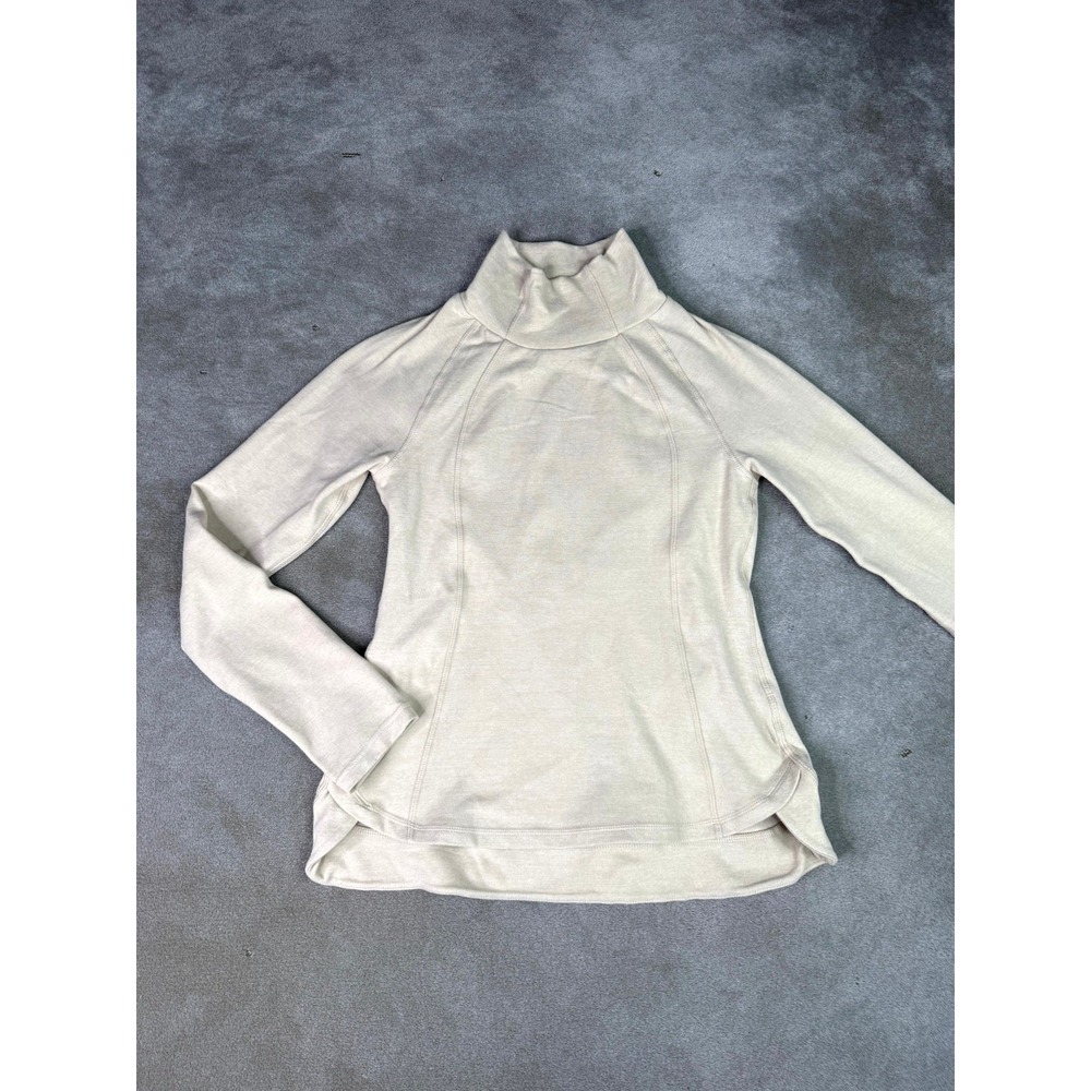 Avalanche Outdoor Supply Shirt Womens Medium Beige Thumbhole Sleeve Mock Neck